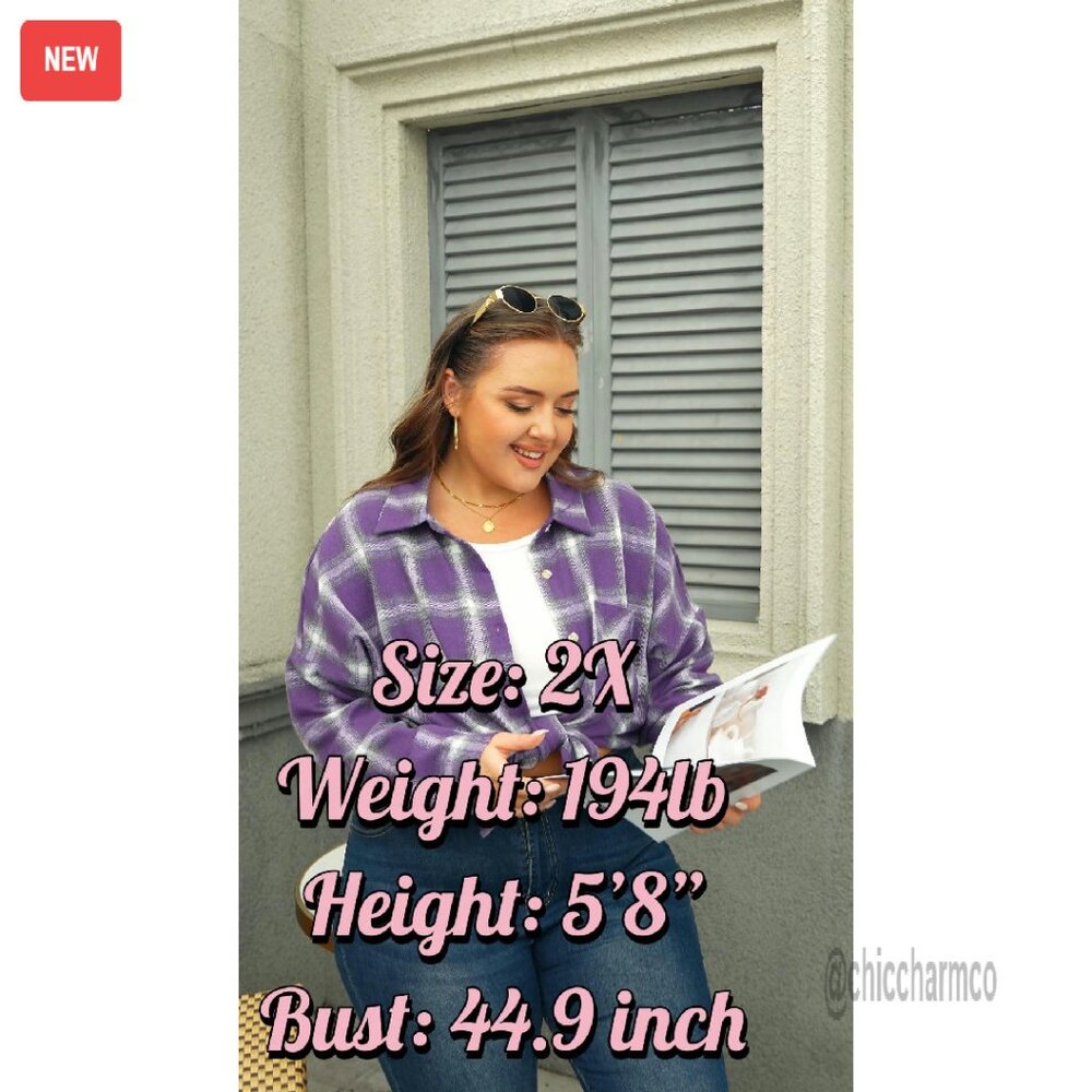 Plus Size Flannel Button Down Shirt Lightweight O… - image 8